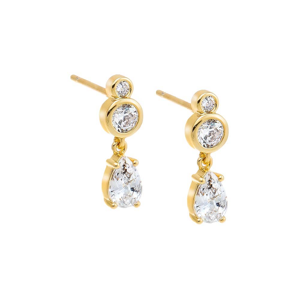 CZ Bezel X Dangling Teardrop Stud Earring | JULD By White Amble
